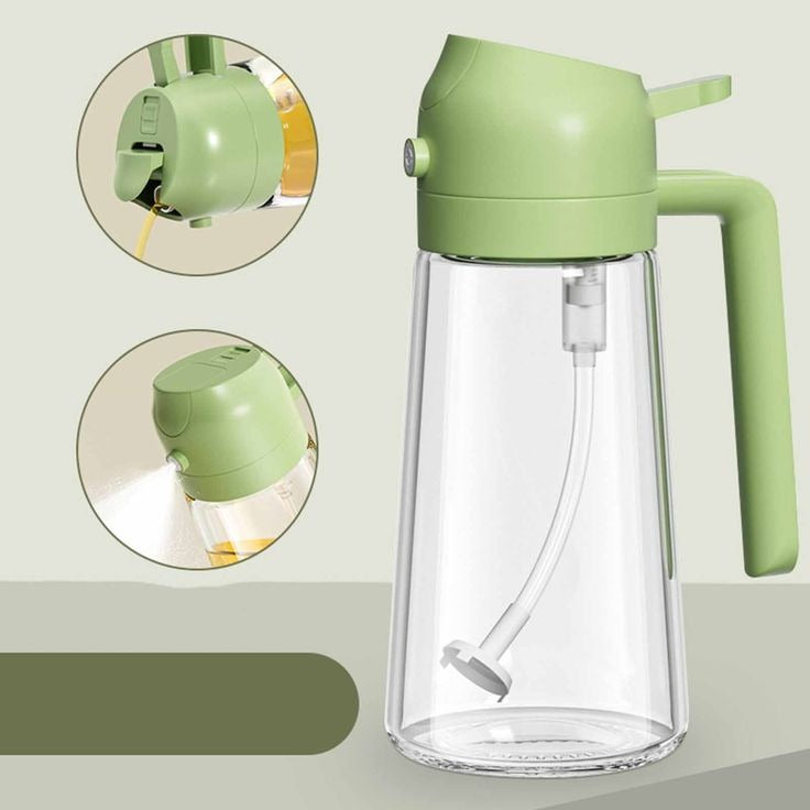 2-in-1 Oil Spray Bottle | Adjustable Mist & Dispenser | 470ml Leak-Proof Glass Container | For Cooking, BBQ, Baking & Air Fryer 380ml (Random Color) Rs 477l (Size:10/15)